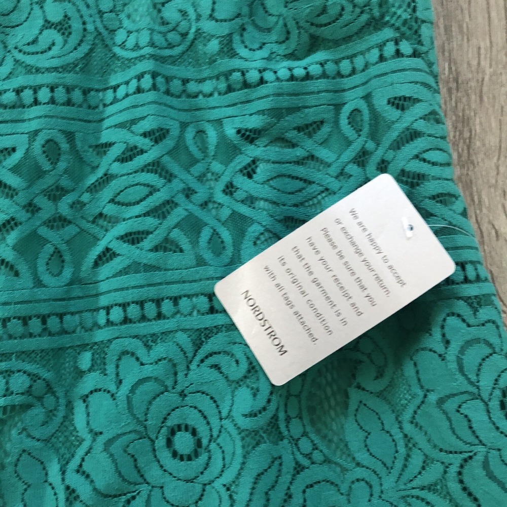 Eliza J Dress 8 Green Lace Overlay Lined Shift Floral Sleeveless‎ Back Zip - Picture 7 of 14